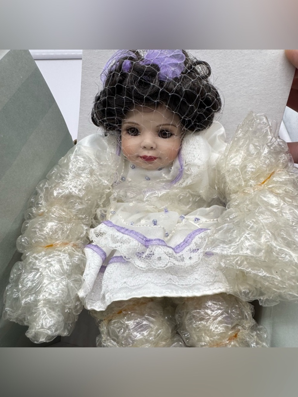 Marie Osmond Baby Annette Tiny Tots Porcelain Doll Box Bear